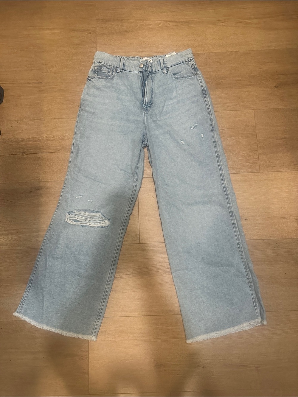 Light Blue Wide Leg Distressed Women's Jeans